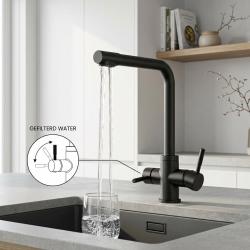 Aquanello Limpia RVS 3-weg Keukenkraan Zwart met Gefilterd Water BL-1600-LP